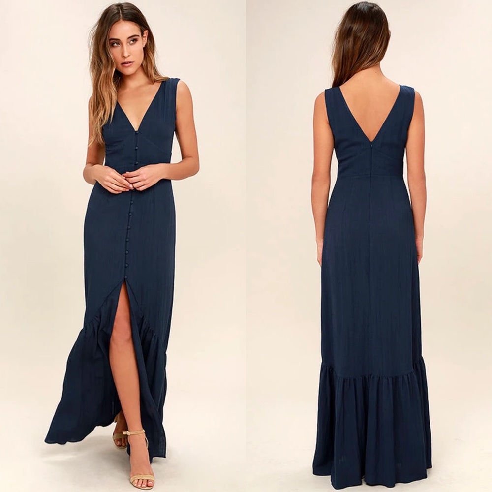 NEW Lulu’s Simpatico Maxi Dress in Navy Blue